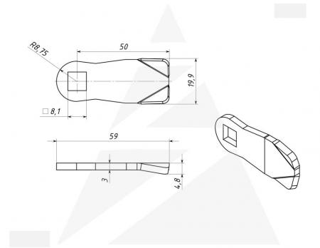 Ригель 1060Т, H=0mm, L=50mm, сталь